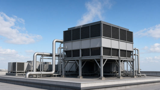 Rooftop cooling tower on a commercial building