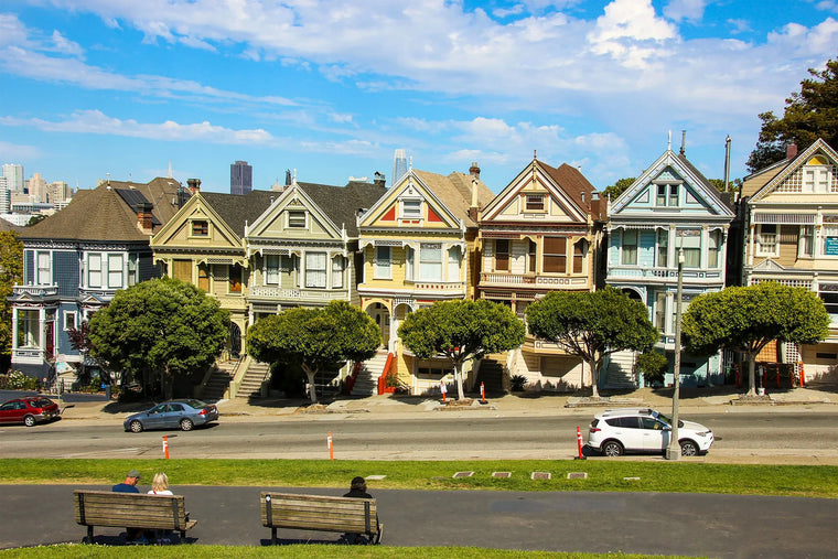 A row of multifamily homes
